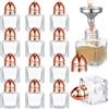 Uiifan 12 mini barattoli per sale e pepe a forma di cubo da 14,2 g, in vetro trasparente, con imbuto, per matrimoni, feste, casa, ristorante, cucina (oro rosa)