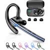 New Bee Auricolare Bluetooth Singolo V5.1 con 72 Ore di Conversazione CVC8.0 Auricolari Bluetooth Mono con Doppio Microfono con Custodia di ricarica a LED per iPhone, Android e Laptop