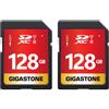 GIGASTONE 128GB Scheda SD confezione da 2 SDXC UHS-I U1 Classe 10 ad alta velocità, ideale per video in Full HD Compatibile con fotocamere digitali Canon, Nikon, Sony, Panasonic Formato SD standard