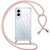 Pnakqil Cover per Samsung Galaxy S25 Edge 5G con Cordino, Trasparente Custodia con Laccio Tracolla Cellulare Girocollo Collana Protettiva per Samsung S25 Edge 5G 6.7, Rosa