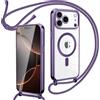 Oelrstfe Cover Magnetica Trasparente con Cordino per iPhone 17 Pro Max con Magnetico,Custodia Sottile con Laccio Collana Tracolla Regolabile Antiurto Case con Collana per iPhone 17 Pro Max-Viola