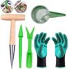 SVUPUE Piantatrice di Bulbi, Set di 5 Bastoncini per Pungere con Legno per Pungere, Seminatrice, Fioriera e Guanti