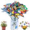 OUDQFCJ 50 pezzi da giardino farfalle aste, doppia ala farfalla decorazione giardino patio ornamenti su bastoncini, cortile cortile patio feste decorazioni