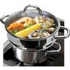 HOMICHEF 3 PEZZI Set per cottura a vapore - Acciaio inossidabile senza nichel (inserto per cottura a vapore per verdure grande da 24 cm con coperchio, pentola per cottura a vapore da 20 cm)