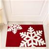 KKTONGXI Tappeti Antiscivolo con Motivo Natalizio Zerbino Casa Decor lavabile per Interni ed Esterni Decorazione Tappeto natalizio di neve rosso