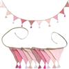 SUBTAVIK Set di 10 Festoni in Tessuto Rosa, Decorazioni per Cameretta Bambini, Baby Shower, Matrimonio in Giardino, Compleanno Bambine e Bambini, 3,15 m (Con Nappine, Rosa)