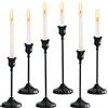 JurciCat Portacandele Nero Candelabri Candelabro Porta Candela 16/19/22 Cm per Feste Decorazioni Di Nozze Cerimonie Di Maggior Età Feste Di Compleanno (Nero 6 Pezzi)
