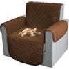 Comart - Copripoltrona Majestic - Copri Poltrona con Braccioli - Telo Trapuntato - Reversibile - Antigraffio - per Cani e Gatti - Lavabile in Lavatrice - Antiscivolo - Marrone - Poltrona 1 Posto
