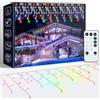 ARKOCHIC 10M Luci Natale Esterno Cascata, LED Tenda Luminosa Natale Multicolore Luminarie Natalizie da Esterno con 8 Modalità, Memoria, Luci Decorazioni Natalizie per Casa, Balcone, Finestra