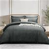 Simply Amelia Set di biancheria da letto super king size, copripiumino a righe in raso, con federe, ultra morbido, ipoallergenico (antracite, 220 x 260 cm)