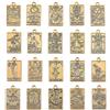 SUNNYCLUE 1 scatola da 40 ciondoli a forma di carta dei tarocchi, 20 stili, in oro antico, rettangolari, in metallo, magici, divinazione, in lega, ciondoli gotici, per la creazione di gioielli