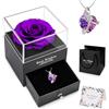 NEWUPZSI Rosa Stabilizzata Vera con Collan - Rosa Eterna Forever, Regalo Originale per Moglie, Festa della Mamma, San Valentino, Anniversario Matrimonio per Lei