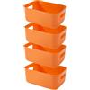 EURXLQ 4 Pezzi Cestini Portaoggetti Plastica Scatole Organizer con Manici,Contenitori per Armadio,Contenitore Plastica,Organizer Portaoggetti per Cucina Bagno Cosmetici (Arancione, 25×18×10 cm)
