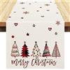 Dorunfeey Runner Natalizi Beige 33x183 in Lino Runner da Tavola Tortora Albero Fiocco di Neve Cuori Centrini per Mobili Rettangolare Runner Tavolo Moderno Addobbi Natalizi per la Tavola Decorazioni Invernale