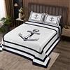 Homemissing Anchor Decor - Set copriletto trapuntato a tema nautico per bambini ragazzi ragazze Decor oceano costiero trapuntato copriletto in microfibra trapuntato camera da letto singolo
