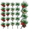 RXKFIGX 24 Pezzi Rami di Pino Artificiale di Natale, Rami di Abete Artificiali con Bacche e pigne, Agrifoglio Artificiali, Rami di Bacche Pigne per Decorazione Natalizia Ghirlande Floreali