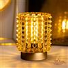 MJ PREMIER Lampada da tavolo a batteria con timer - Lampada da tavolo in cristallo senza fili - Mini lampada gialla senza presa per corridoio, camera da letto, bagno, scaffale e angolo, luce di