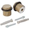 SOTECH set di 2 fermaporta STOPPER in acciaio per montaggio a pavimento (Ø 36 mm, altezza 32 mm, decoro in legno di quercia) Fermaporta con tampone