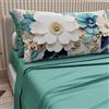 PETTI Artigiani Italiani - Lenzuola in Cotone con Federe in Stampa Digitale, Lenzuola Matrimoniali, Completo Letto Matrimoniale, Floreale 19 Ottanio, 100% Made in Italy
