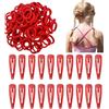Wsimily - Set di 50 elastici per capelli rossi e 30 fermagli per capelli rossi, accessori per capelli resistenti per ragazze, elastici per capelli, elastici per capelli, fasce di ricambio per coda di