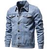 linfengxiangzi 2025 Autunno Uomo Solid Denim Giubbotti Moda Moto Vintage Jeans Giubbotti Hommes Slim Fit Cotone Casual Nero Blu Cappotti