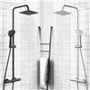 Other Colonna doccia con miscelatore termostatico, kit completo di doccia a pioggia, soffione doccia quadrato 20x20cm e doccetta a 3 getti, asta doccia regolabile 72-125cm - Cromato lucido