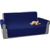 Comart - Copridivano Majestic - Copri Divano con Braccioli - Telo Trapuntato - Reversibile - Antigraffio - per Cani e Gatti - Lavabile in Lavatrice - Antiscivolo - Blu - Divano 3 Posti