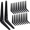 Janyang Confezione da 20 staffe per mensole da 20 cm, resistenti e resistenti, in metallo nero, staffe a L decorative rustiche in ferro, staffe a J per mensole in legno