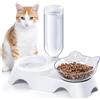 MILIFUN Set di ciotole doppie per cani e gatti, con borraccia automatica per cani e gatti di taglia piccola o media (bianco)