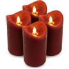 ToCi 4 candele a LED rosso scuro 7,5 x 15 cm - Candele in vera cera senza fiamma con fiamma mobile e timer - Candele a colonna con luce LED per Avvento, decorazione, funebre