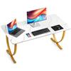 VEVOR Scrivania per Computer da Ufficio, Piano 160 x 80 cm, Tavolo da Lavoro Moderno con Struttura in Metallo e Capacità di 158 kg per Ufficio in Casa, Studio, Camera da Letto, Bianco Oro