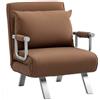 HOMCOM Poltrona Letto 2 in 1 con Schienale Regolabile e Cuscino 65x69x80 cm Marrone | Aosom Italy