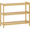 HOMCOM Scarpiera in Bambù a 3 Livelli per 9 Paia 70x26x57,5 cm Legno Naturale | Aosom Italy
