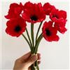 OUKEYI Fiori artificiali di papavero finto, 10 pezzi, fiori finti di seta di papavero artificiale, non sbiadiscono, in lattice PU, per cucina, tavolo, centrotavola, matrimoni, vacanze, bouquet da sposa,
