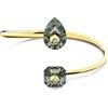 Swarovski Numina Bracciale Rigido Aperto, Placcato in Tonalità Oro con Cristalli con Taglio Imperiale e a Goccia, Taglia M, Grigio