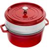 Staub Pentola La Cocotte 5,25 l rossa in ghisa con inserto per la cottura a vapore