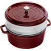 Staub Pentola La Cocotte 5,25 l granata in ghisa con inserto per la cottura a vapore