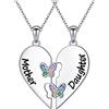 HOOHWE Collana per mamma e figlia, in argento sterling 925, con farfalla, luna e stella, con cuore, collana per donne, gioielli per mamma e figlia, 25,5 x 24 mm, Argento sterling