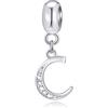 GLOWDAS Lettera C Charms Iniziale C Alfabeto Ciondolo Perline, Argento Sterling 925 Lettere Ciondolo con CZ Chiaro, Fit Pandora Braccialetto di Natale, Regali per Cugino/Chanukah/Cenerentola