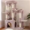 Heybly Tiragraffi per Gatti, 120cm Torre Alta Interna per Gatti Adulti, con Ampia Base e Casa Appartamento, Mobili Morbidi Multilivello con Graffiatoio, Amaca, Pallina da Gioco, Beige Marrone HCT026MU