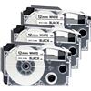 Anjonova 3 nastri compatibili Casio XR-12WE1 XR-12WE 12 mm x 8 m, cassetta compatibile con Casio EZ Label Printer KL-60 KL-70 KL-100 KL-120 KL-130 KL-200 KL-300 KL-G2 KL-750 KL-820, nero su bianco