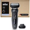 Braun Rasoio elettrico Series 6, fino a 60 minuti, attacco per rifinitore di precisione, rasoio da uomo, 100% impermeabile, 62-G1200SI, grigio