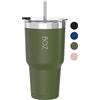 BOZ Bicchiere Termico con Cannuccia e Coperchio (900 ml, Verde Scuro) - Tazza con Cannuccia per Bevande Calde e Fredde in Acciaio Inossidabile - Bicchiere con Cannuccia Adulti Senza BPA