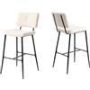 MEUBLE COSY Set di 2 Sgabelli da Bar, Sgabello Alto con Schienale e Poggiapiedi, Sedia Cucina Imbottiti in Tessuto Bouclé, per Bancone, Sala da Pranzo e Casa, Beige