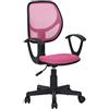 BAKAJI Sedia Girevole scrivania Regolabile in Altezza Poltrona con Ruote e braccioli Ufficio cameretta, Schienale ergonomico Traspirante a Rete, Seduta Imbottita (Rosa)