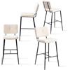 MEUBLE COSY Set di 4 Sgabelli da Bar, Sgabello Alto con Schienale e Poggiapiedi, Sedia Cucina Imbottiti in Tessuto Bouclé, per Bancone, Sala da Pranzo e Casa, Beige