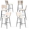 MEUBLE COSY Set di 6 Sgabelli da Bar, Sgabello Alto con Schienale e Poggiapiedi, Sedia Cucina Imbottiti in Tessuto Bouclé, per Bancone, Sala da Pranzo e Casa, Beige