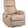 ECO-DE Poltrona Relax Reclinabile Manuale - Calore Lombare e Poggiapiedi Regolabile, Comoda per Salotto, Lettura, Ufficio, Soggiorno o Camera da Letto - Braccioli Estraibili e Salvaspazio (Beige)