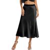 DGSHIRLDJO Gonna in Raso da Donna, Elegante Gonna Midi a Trapezio, Gonna Lunga in Seta a Vita Alta per Matrimoni, Feste, Affari (IT, Testo, XL, Regular, Regular, Bianco Sporco)