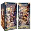 RONSTONE Book Nook - Casa Delle Bambole Booknook con Copertura Antipolvere e Luce LED - Vicolo Magico Notturno Puzzle 3D Inserto per Libreria Regalo Creativo